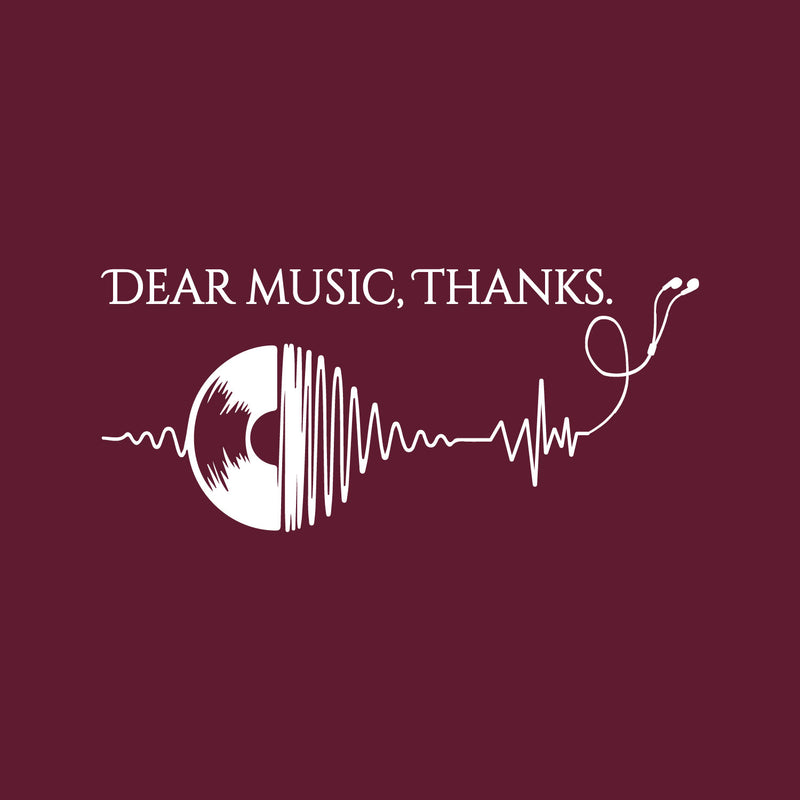 Vinyl Wall Art Decal - Dear Music Thanks- 20" x 19" - Trendy Musical Notes Icons Design Quote Sticker For Home Bedroom Living Room Office Coffee Shop Storefront Decor 1