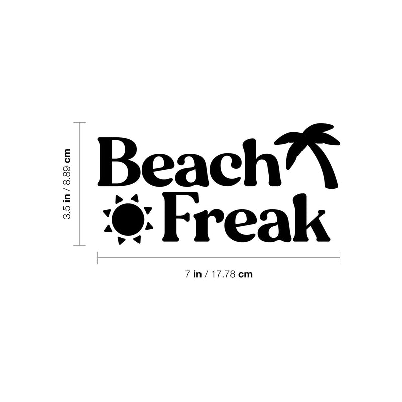 Vinyl Wall Art Decal - Beach Freak - 3.- Inspiring Positive Summer Vibes Quote Sun Palm Design Sticker For Home Office Laptops Notebooks Cars Windows Decor 4