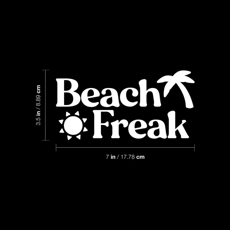 Vinyl Wall Art Decal - Beach Freak - 3.5" x 7" - Inspiring Positive Summer Vibes Quote Sun Palm Design Sticker For Home Office Laptops Notebooks Cars Windows Decor 4