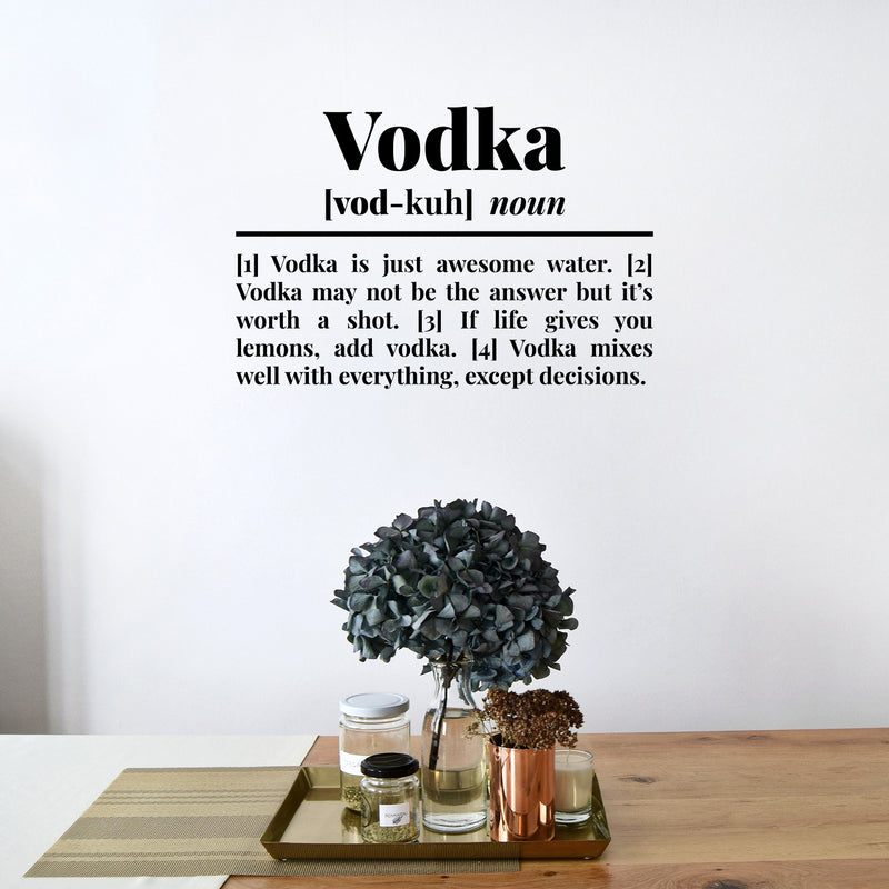 Vinyl Wall Art Decal - Vodka Definition - Trendy Sarcastic Funny Adult Joke Quote Sticker For Home Bar Kitchen Wine Cellar Restaurant Decor 2