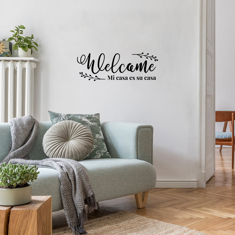 Vinyl Wall Art Decal - Welcome Mi Casa Es Su Casa - Modern Inspiring Lovely Spanish Quote Sticker For Home Family Room Living Room Windows Entre Door Coffee Shop Decor 3