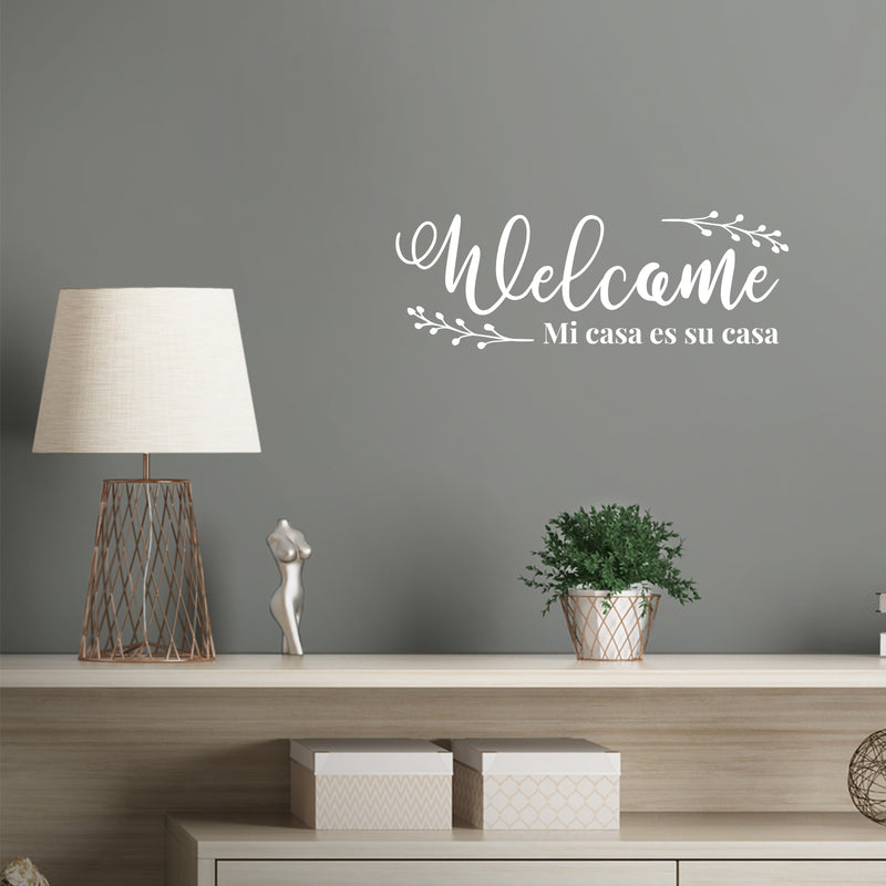 Vinyl Wall Art Decal - Welcome Mi Casa Es Su Casa - Modern Inspiring Lovely Spanish Quote Sticker For Home Family Room Living Room Windows Entre Door Coffee Shop Decor 5