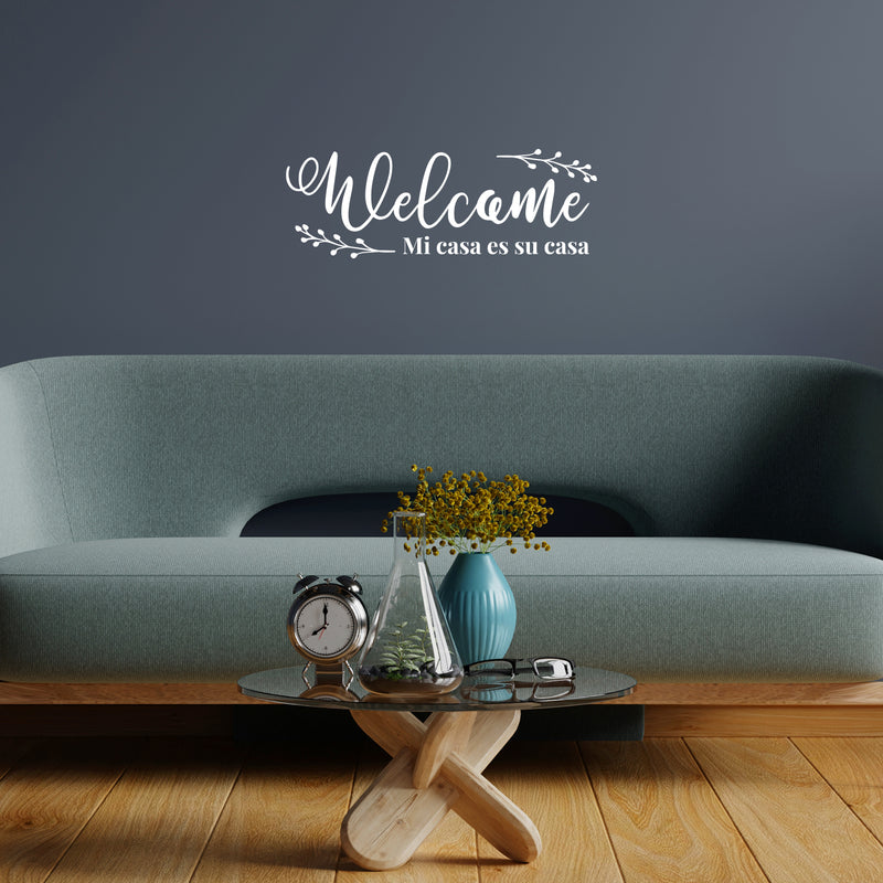 Vinyl Wall Art Decal - Welcome Mi Casa Es Su Casa - 6" x 17" - Modern Inspiring Lovely Spanish Quote Sticker For Home Family Room Living Room Windows Entre Door Coffee Shop Decor 3