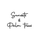 Vinyl Wall Art Decal - Sunsets And Palm Trees - 14" x 9.5" - Trendy Inspirational Summer Quote Sticker For Home Office Bedroom Kids Room Living Room Store Decor 1