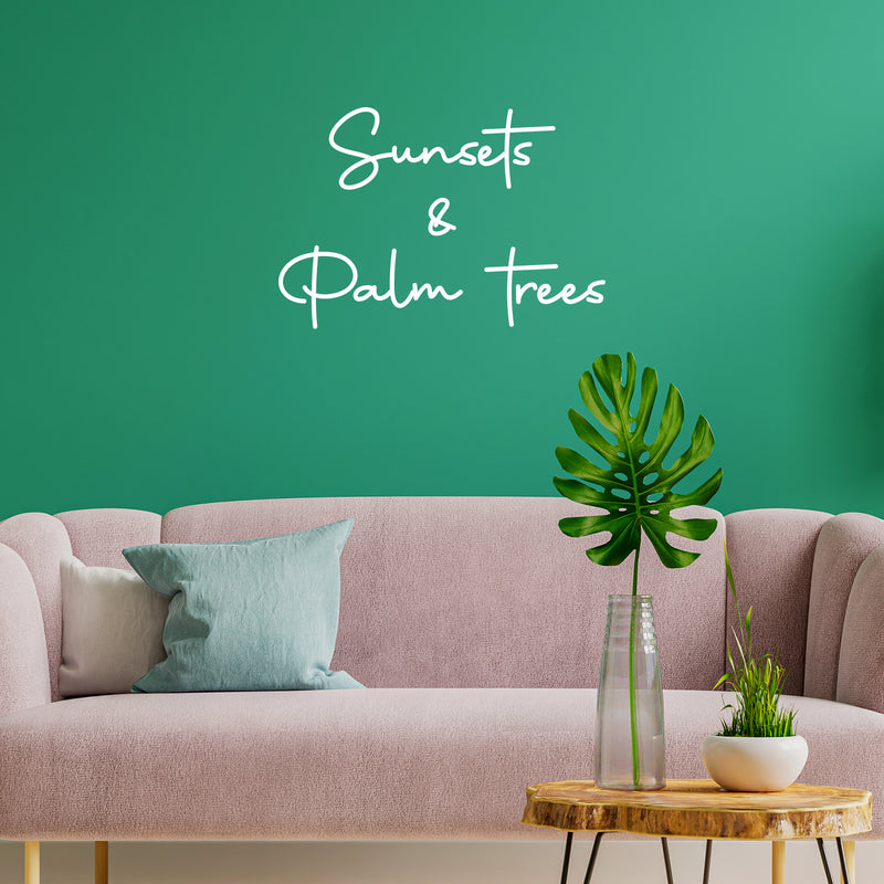 Vinyl Wall Art Decal - Sunsets And Palm Trees - 14" x 9.5" - Trendy Inspirational Summer Quote Sticker For Home Office Bedroom Kids Room Living Room Store Decor 3