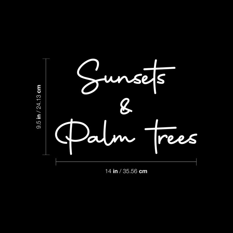 Vinyl Wall Art Decal - Sunsets And Palm Trees - 14" x 9.5" - Trendy Inspirational Summer Quote Sticker For Home Office Bedroom Kids Room Living Room Store Decor 4