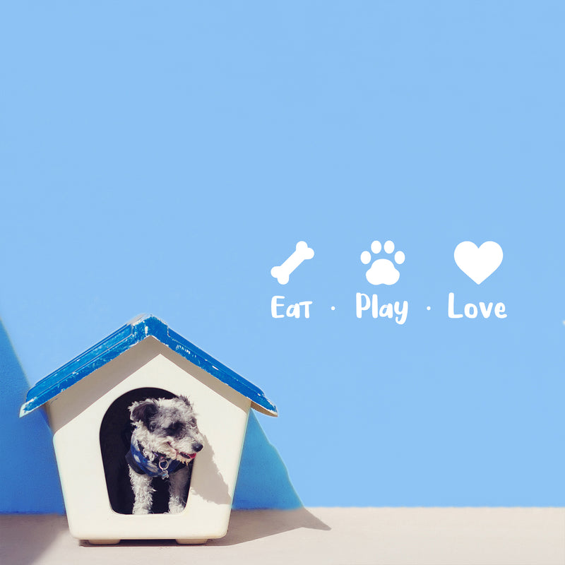 Vinyl Wall Art Decal - Eat Play Love - 25" x 9" - Cute Heart Bone Paw Shape Pets Doggie Dogs Quote Sticker For Home Bedroom Living Room Vet Office Dog Lovers Decor 3