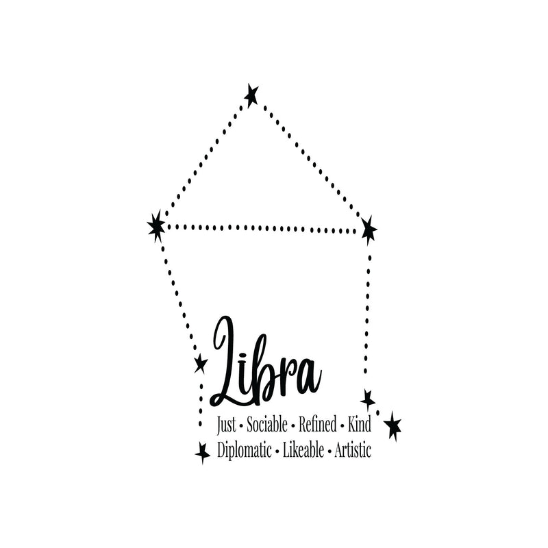 Vinyl Wall Art Decal - Libra - Zodiac Signs Gothic Modern Inspirational Astrology Quote Sticker For Bedroom Living Room Closet Home Office Dorm Room Decor 1