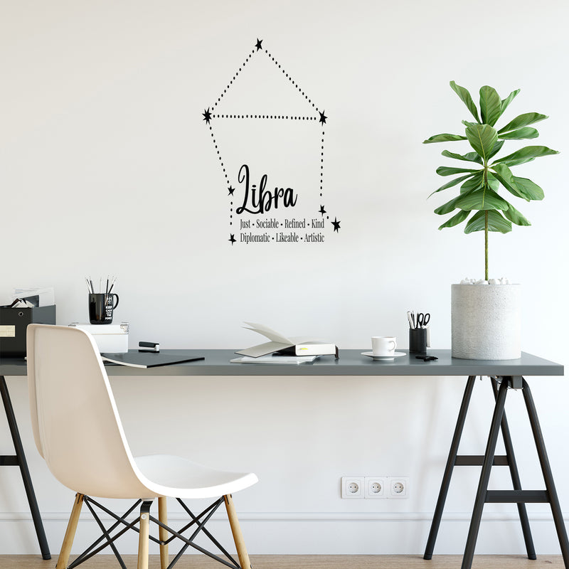 Vinyl Wall Art Decal - Libra - 18" x 15" - Zodiac Constellation Modern Inspirational Astrology Quote Sticker For Home Office Bedroom Closet Mirror Living Room Decor 3