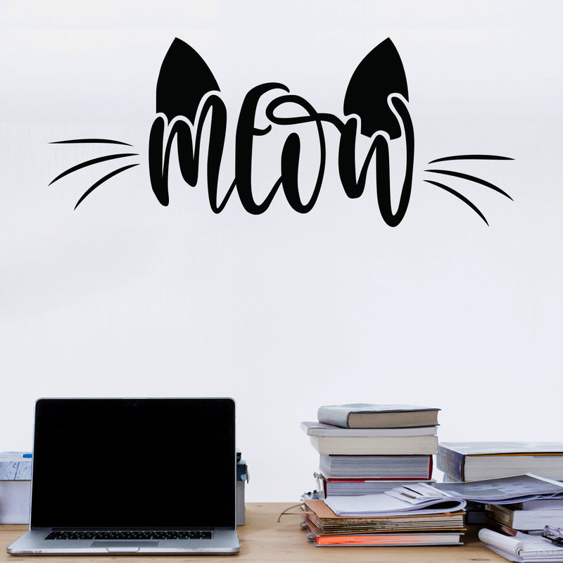 Vinyl Wall Art Decal - Meow - Trendy Modern Cute Sticker For Cat Lovers Home Bedroom Living Room Kids Room Playroom Vet Office Kitty Store Fine Decor 3