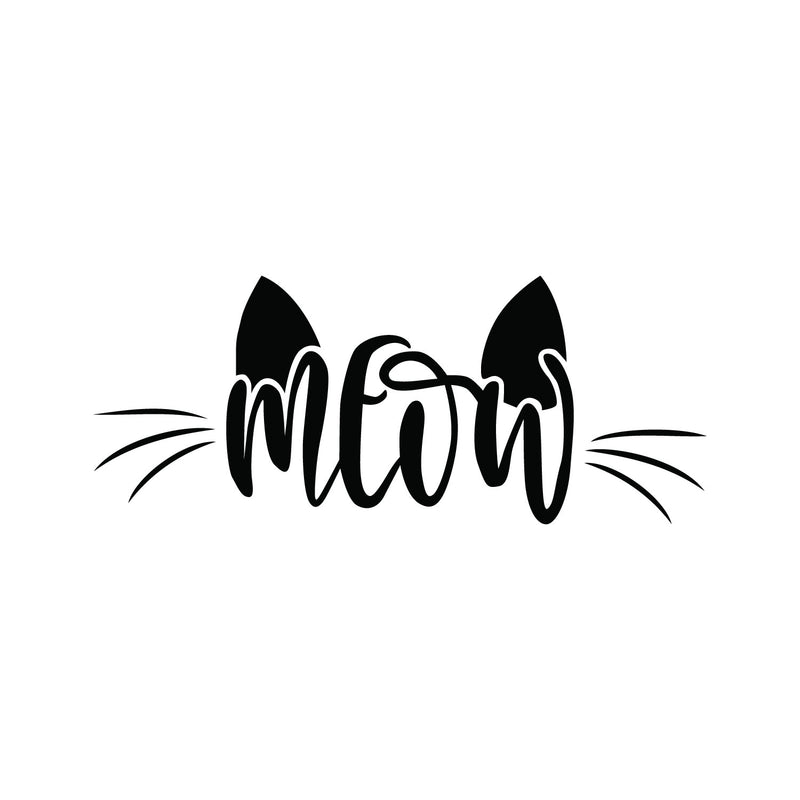 Vinyl Wall Art Decal - Meow - 37" x 15" - Trendy Modern Cute Sticker For Cat Lovers Home Bedroom Living Room Kids Room Playroom Vet Office Kitty Store Fine Decor 1