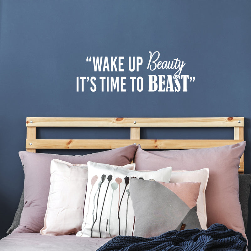 Vinyl Wall Art Decal - Wake Up Beauty It's Time To Beast - 12" x 35" - Trendy Motivating Positive Healthy Quote Sticker For Workout Room Yoga CrossFit Center Gym Fitness Lifestyle Decor 3