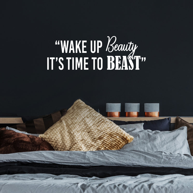 Vinyl Wall Art Decal - Wake Up Beauty It's Time To Beast - 12" x 35" - Trendy Motivating Positive Healthy Quote Sticker For Workout Room Yoga CrossFit Center Gym Fitness Lifestyle Decor 2