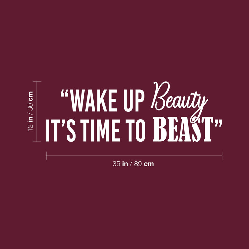 Vinyl Wall Art Decal - Wake Up Beauty It's Time To Beast - 12" x 35" - Trendy Motivating Positive Healthy Quote Sticker For Workout Room Yoga CrossFit Center Gym Fitness Lifestyle Decor 4