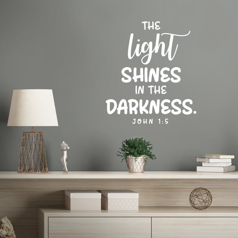 Vinyl Wall Art Decal - The Light Shines In The Darkness - John 1:5 - 15" x 13" - Modern Inspiring Lovely Spiritual Quote Sticker For Bedroom Living Room Coffee Shop Religious Center Decor 2