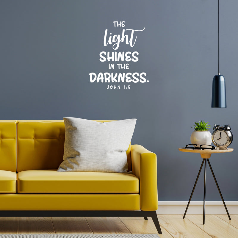 Vinyl Wall Art Decal - The Light Shines In The Darkness - John 1:5 - 15" x 13" - Modern Inspiring Lovely Spiritual Quote Sticker For Bedroom Living Room Coffee Shop Religious Center Decor 3