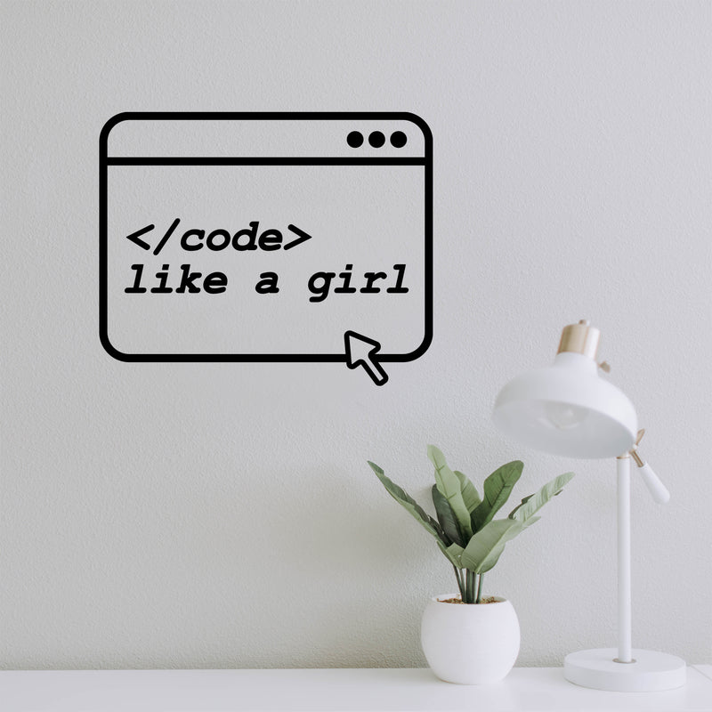 Vinyl Wall Art Decal - Code Like A Girl - Modern Motivational Quote Sticker For Woman Home School Office Engineering University Classroom Decor 3