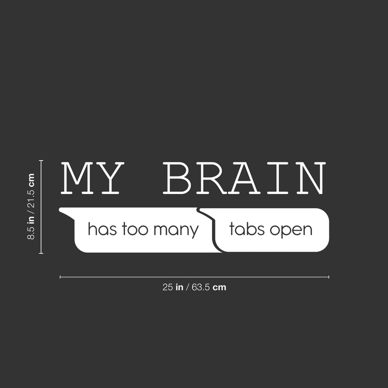 Vinyl Wall Art Decal - My Brain Has Too Many Tabs Open - 8.5" x 25" - Trendy Motivational Funny Quote Sticker For Home Office School Bedroom Living Room Decor 4