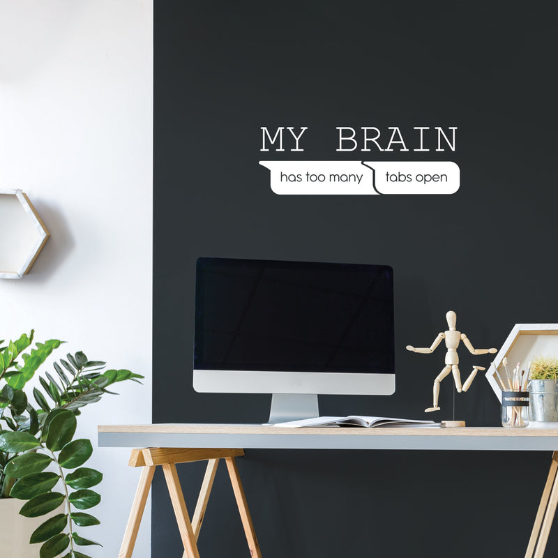 Vinyl Wall Art Decal - My Brain Has Too Many Tabs Open - 8.5" x 25" - Trendy Motivational Funny Quote Sticker For Home Office School Bedroom Living Room Decor 3