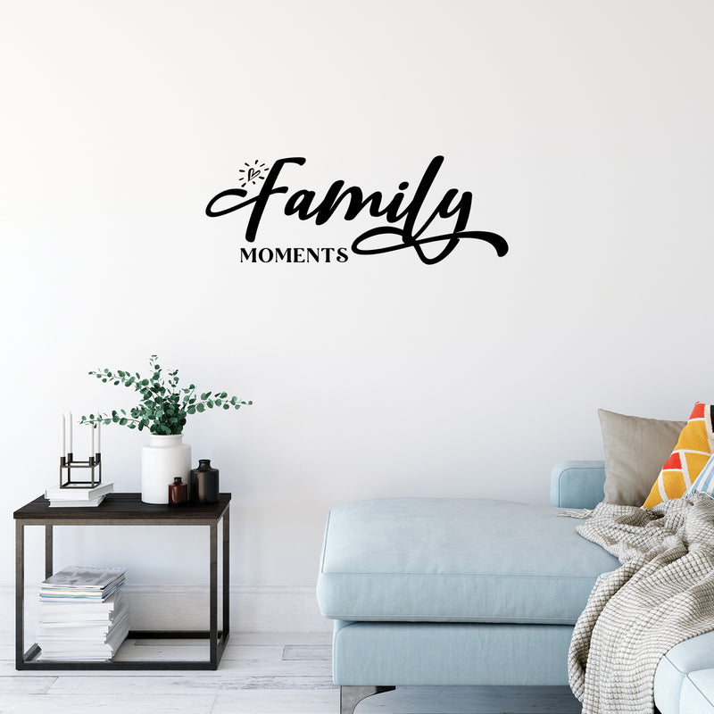 Vinyl Wall Art Decal - Family Moments - 7" x 16" - Inspirational Couples Love Heart Shape Design Sticker For Bedroom Closet Mirror Glass Living Room Entryway Door Decor 3