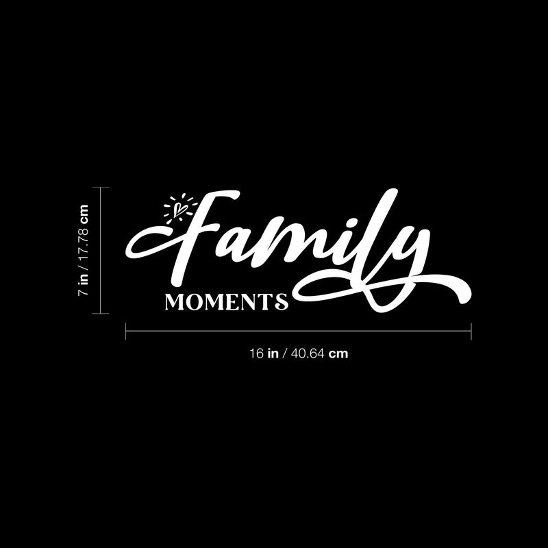 Vinyl Wall Art Decal - Family Moments - 7" x 16" - Inspirational Couples Love Heart Shape Design Sticker For Bedroom Closet Mirror Glass Living Room Entryway Door Decor 1