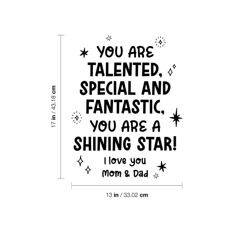 Vinyl Wall Art Decal - You Are Talented Special And Fantastic - 17" x 13" - Modern Lovely Inspirational Quote Sticker For Home Kids Room Baby's Nursery Playroom Kindergarten Daycare Decor 4