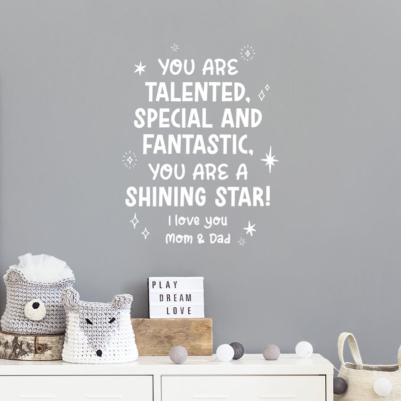 Vinyl Wall Art Decal - You Are Talented Special And Fantastic - 17" x 13" - Modern Lovely Inspirational Quote Sticker For Home Kids Room Baby's Nursery Playroom Kindergarten Daycare Decor 2