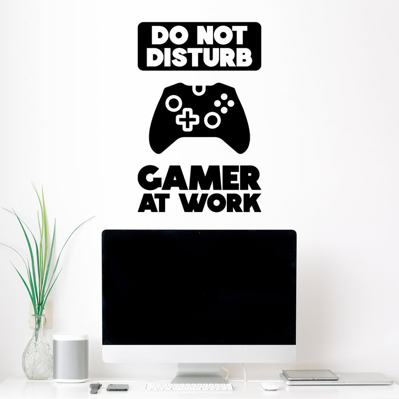 Vinyl Wall Art Decal - Do Not Disturb Gamer At Work - 18.5" x 12" - Trendy Funny Motivational Positive Control Console Design Sticker For Home Playroom Gaming Room Classroom Office Decor 2