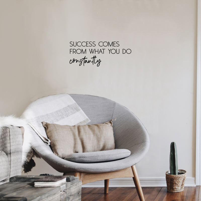 Vinyl Wall Art Decal - Success Comes From What You Do Constantly - Trendy Positive Lifestyle Quote Sticker For Home Bedroom Closet Office Coffee Shop Gym Fitness Decor 3