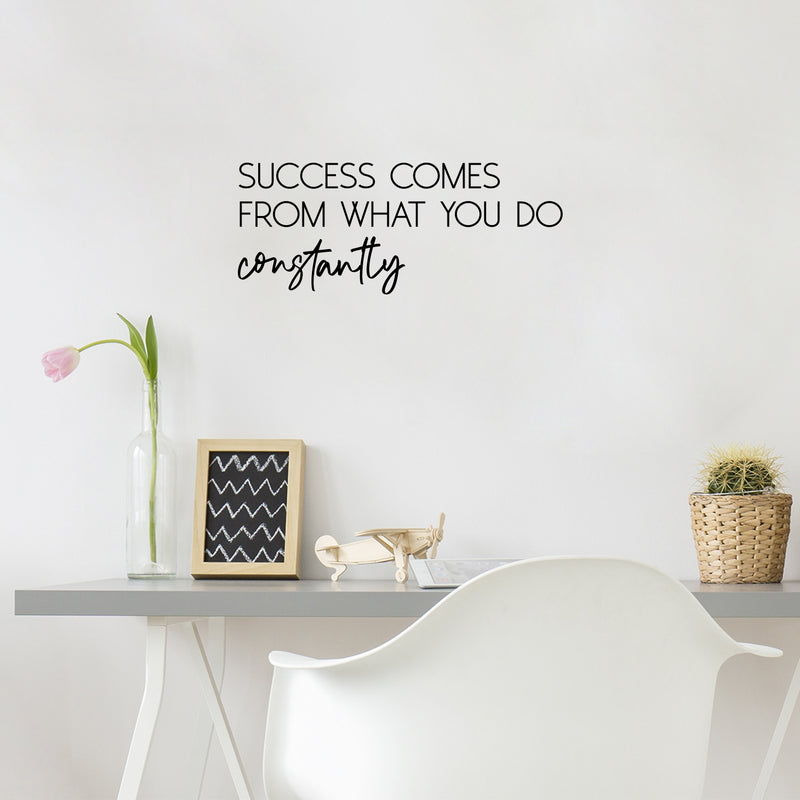 Vinyl Wall Art Decal - Success Comes From What You Do Constantly - Trendy Positive Lifestyle Quote Sticker For Home Bedroom Closet Office Coffee Shop Gym Fitness Decor 2