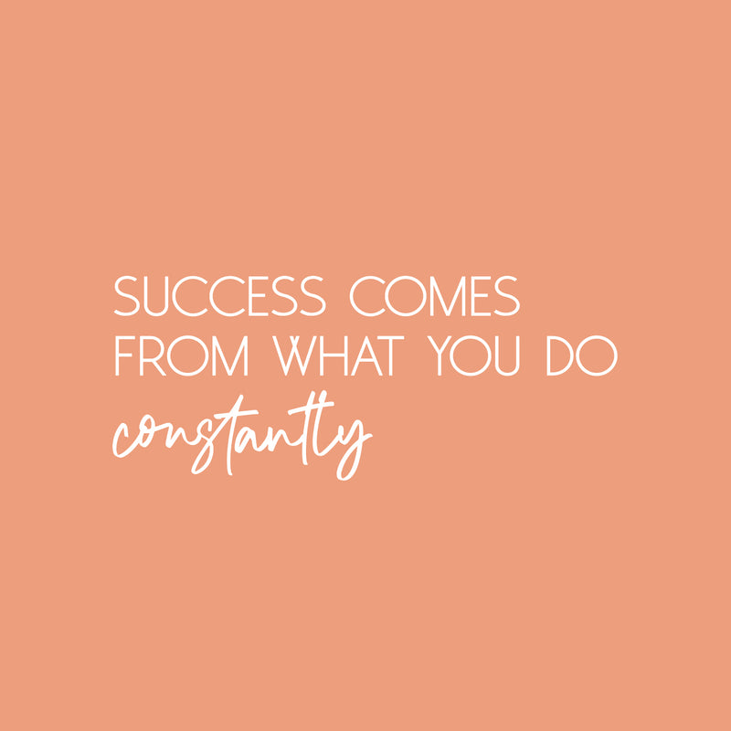 Vinyl Wall Art Decal - Success Comes From What You Do Constantly - 10" x 25" - Trendy Positive Lifestyle Quote Sticker For Home Bedroom Closet Office Coffee Shop Gym Fitness Decor 1