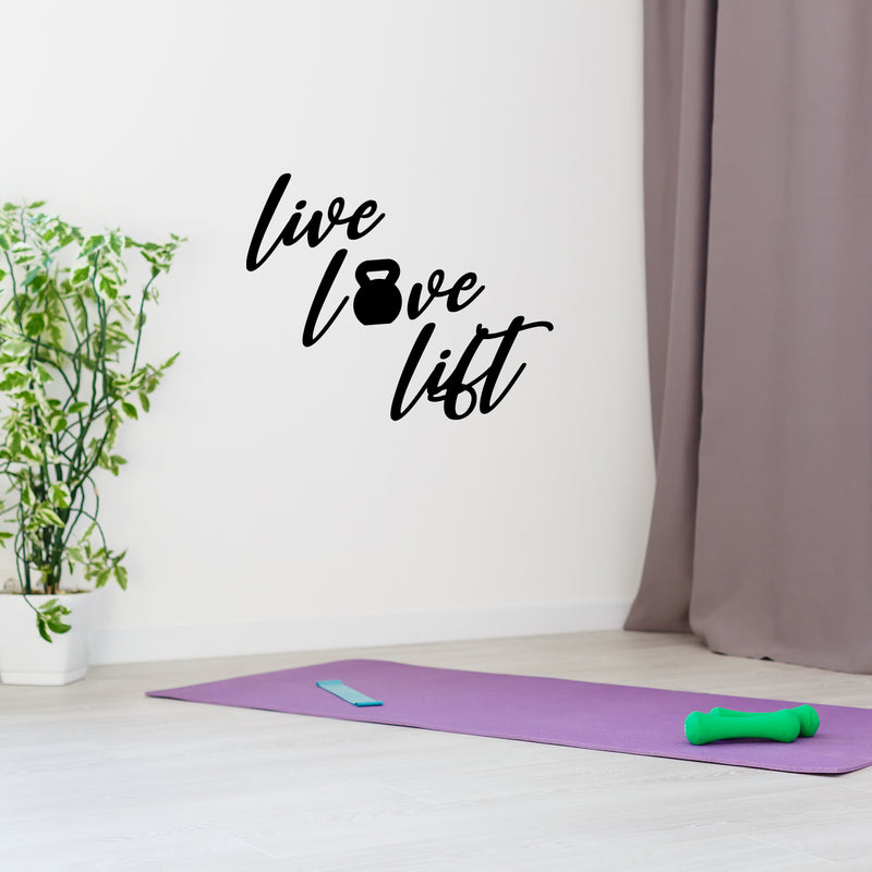 Vinyl Wall Art Decal - Live Love Lift - 13" x 16" - Motivating Positive Healthy Quote Kettlebell Design Sticker For Office Workout Room Yoga CrossFit Center Gym Fitness Lifestyle Decor 2