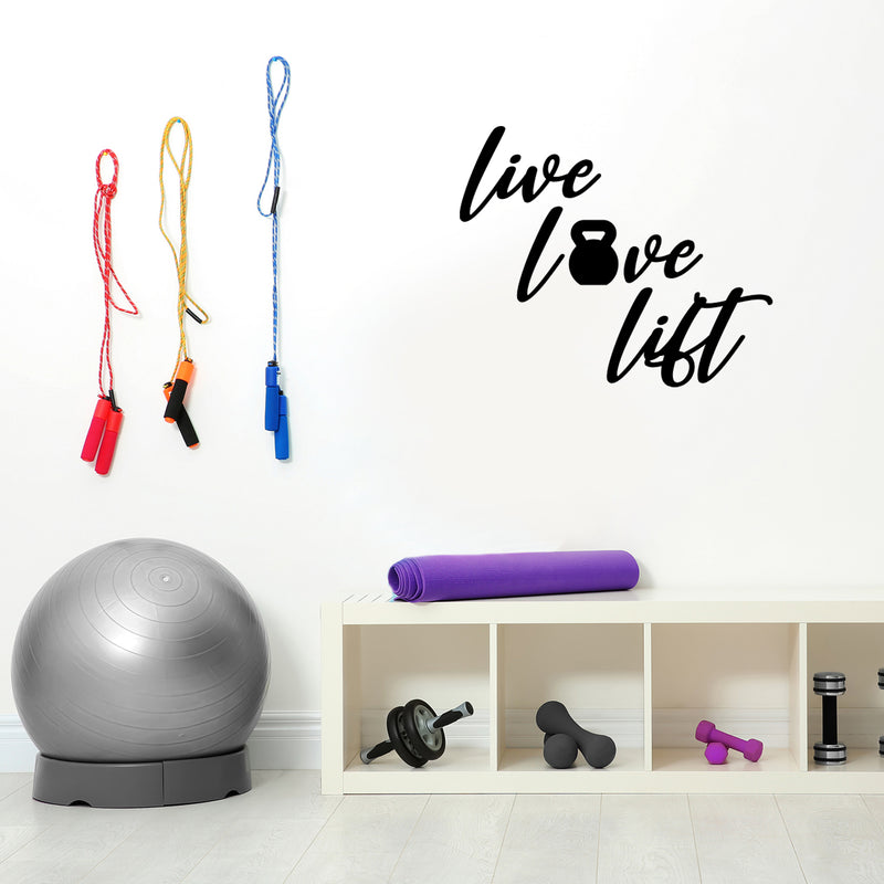 Vinyl Wall Art Decal - Live Love Lift - 13" x 16" - Motivating Positive Healthy Quote Kettlebell Design Sticker For Office Workout Room Yoga CrossFit Center Gym Fitness Lifestyle Decor 3