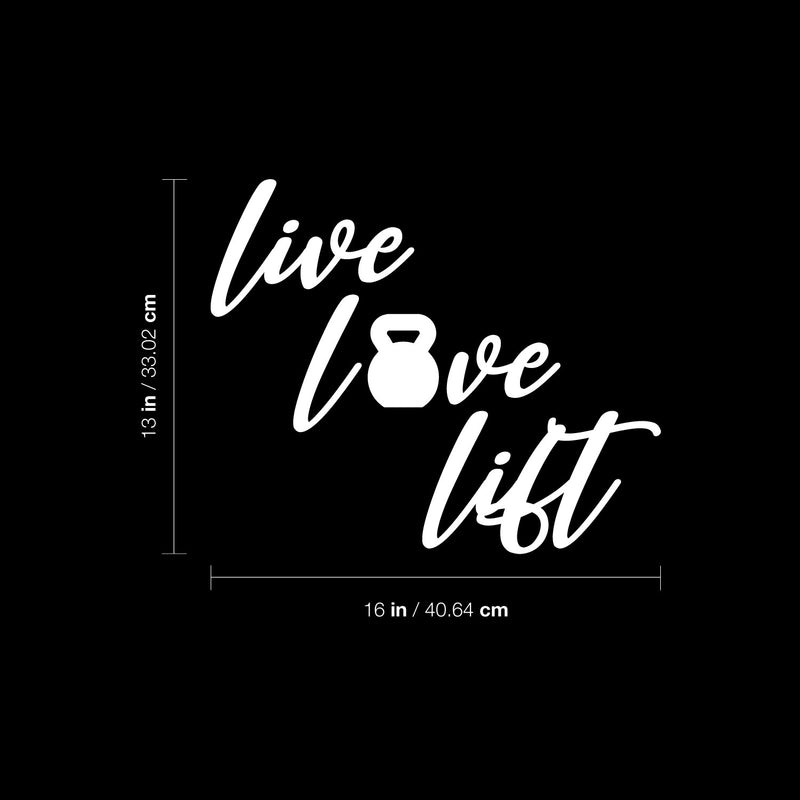Vinyl Wall Art Decal - Live Love Lift - 13" x 16" - Motivating Positive Healthy Quote Kettlebell Design Sticker For Office Workout Room Yoga CrossFit Center Gym Fitness Lifestyle Decor 4