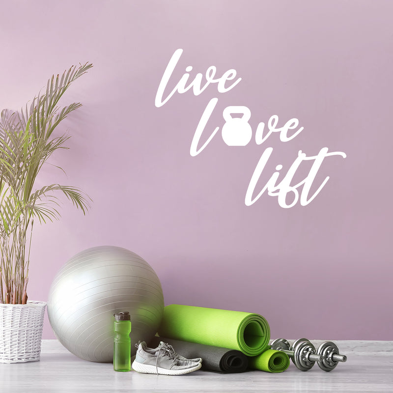 Vinyl Wall Art Decal - Live Love Lift - 13" x 16" - Motivating Positive Healthy Quote Kettlebell Design Sticker For Office Workout Room Yoga CrossFit Center Gym Fitness Lifestyle Decor 2