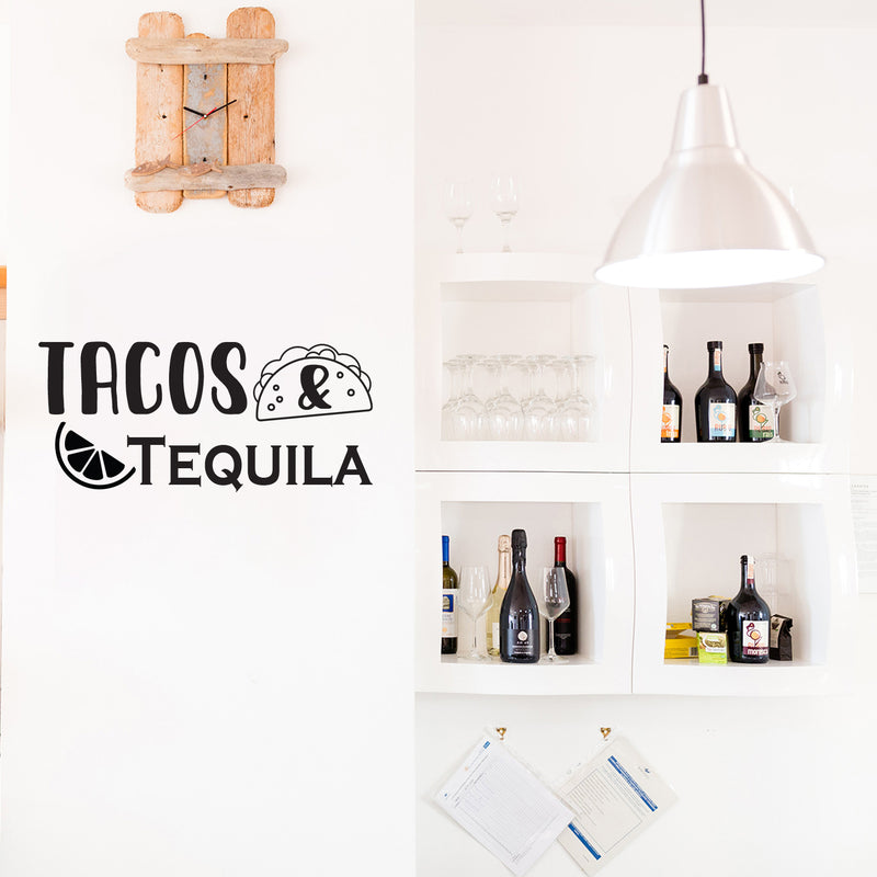 Vinyl Wall Art Decal - Tacos & Tequila - 12" x 26.5" - Trendy Sarcastic Funny Adult Quote Sticker For Home Bar Kitchen Restaurant Wine Cellar Food Store Shopfront Decor 3