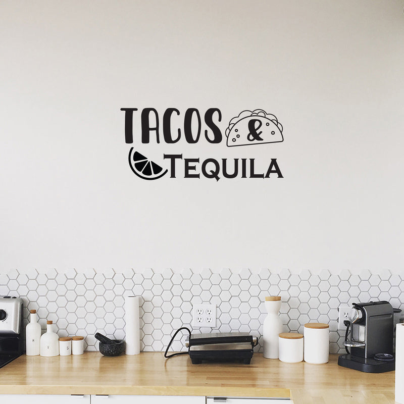 Vinyl Wall Art Decal - Tacos & Tequila - 12" x 26.5" - Trendy Sarcastic Funny Adult Quote Sticker For Home Bar Kitchen Restaurant Wine Cellar Food Store Shopfront Decor 2