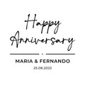 Vinyl Art Decal - Custom Happy Anniversary - 11" x 13" - Elegant Lovely Inspiring Sticker Personalized Couples Anniversary Names For Reception Doors Windows Hall Mirrors Decor 1