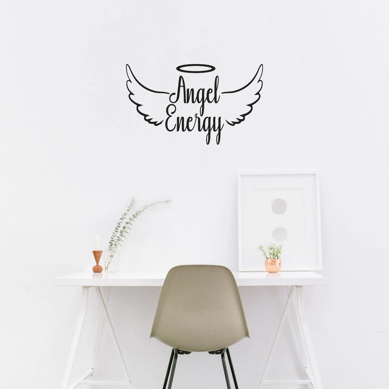 Vinyl Wall Art Decal - Angel Energy - 12" x 18" - Inspirational Modern Spiritual Lovely Quote Sticker For Home Bedroom Closet Living Room Office Coffee Shop Storefront Decor 3