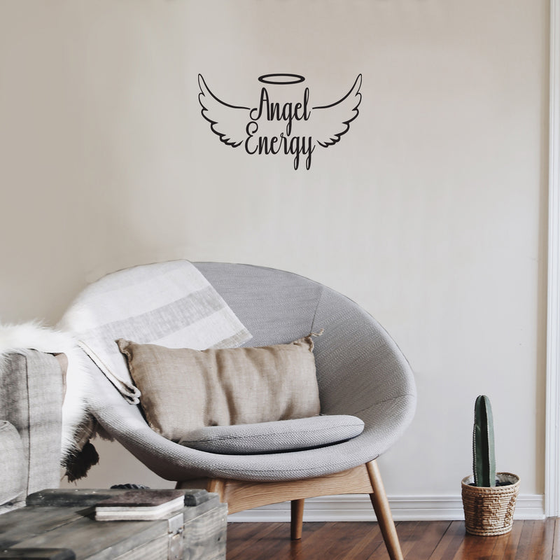 Vinyl Wall Art Decal - Angel Energy - Inspirational Modern Spiritual Lovely Quote Sticker For Home Bedroom Closet Living Room Office Coffee Shop Storefront Decor 2