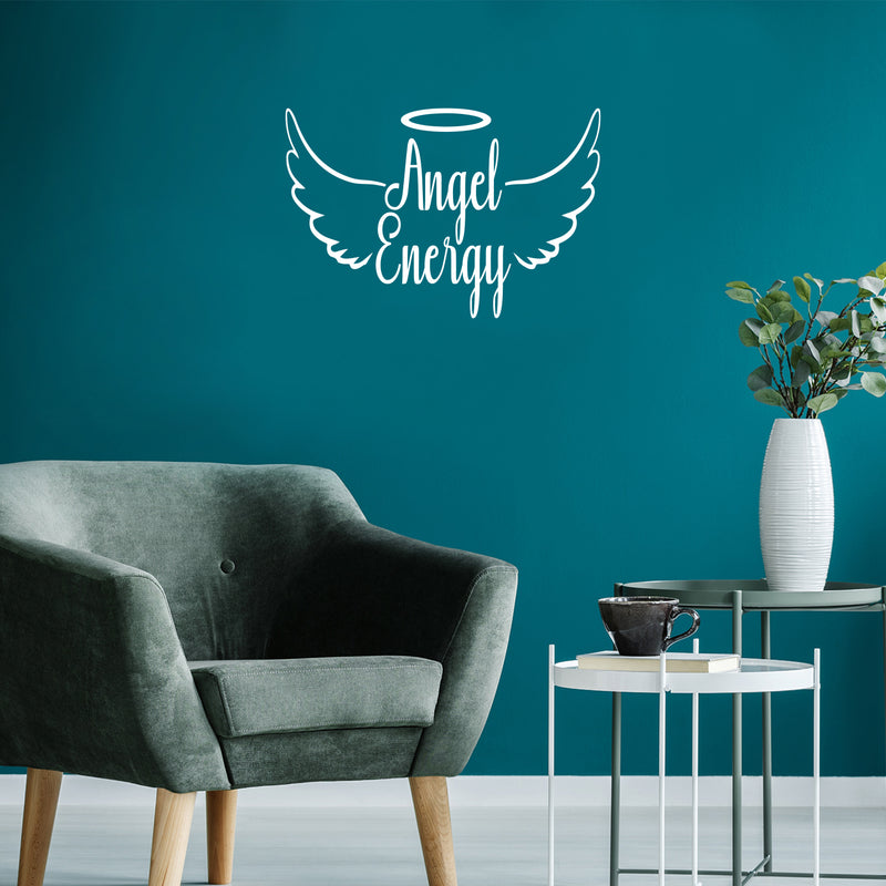 Vinyl Wall Art Decal - Angel Energy - 12" x 18" - Inspirational Modern Spiritual Lovely Quote Sticker For Home Bedroom Closet Living Room Office Coffee Shop Storefront Decor 2