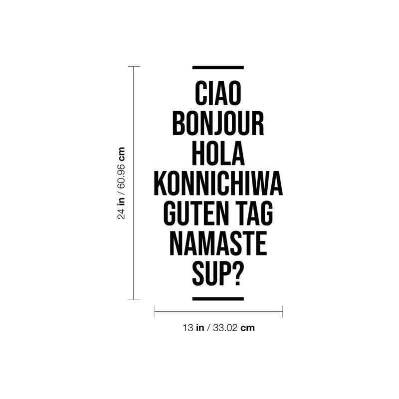 Vinyl Wall Art Decal - Ciao Bonjour Hola Konnichiwa - 24" x 13" - Trendy Multi-Language Hello Quote Sticker For Home Doors Windows Entry Office Storefront Fun Decor 4