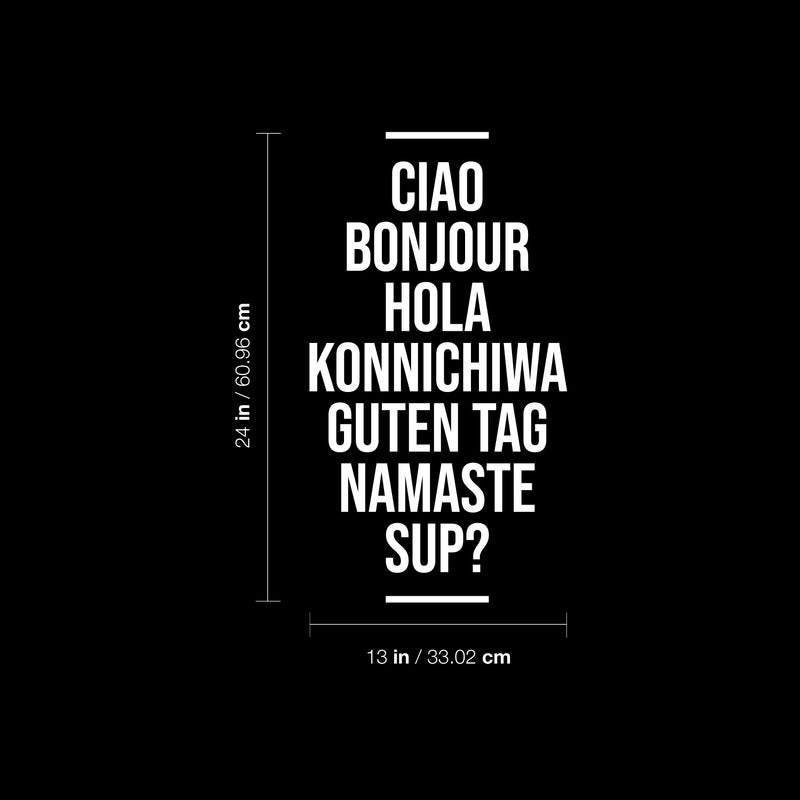 Vinyl Wall Art Decal - Ciao Bonjour Hola Konnichiwa - 24" x 13" - Trendy Multi-Language Hello Quote Sticker For Home Doors Windows Entry Office Storefront Fun Decor 4