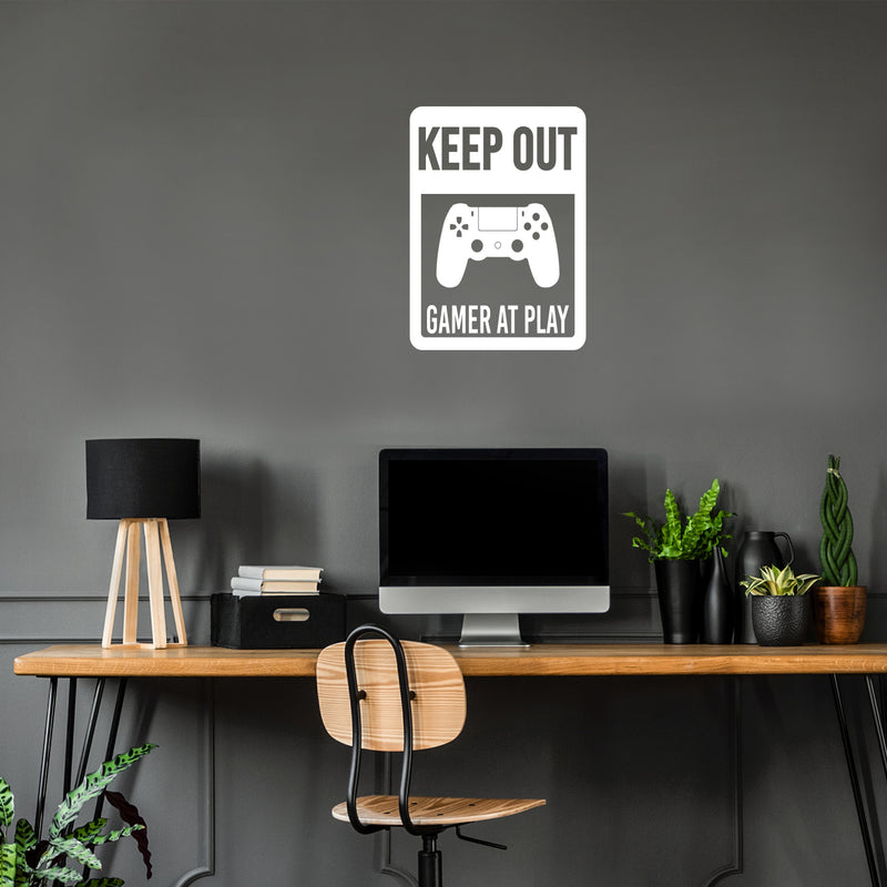 Vinyl Wall Art Decal - Keep Out Gamer At Play - 24" x 17" - Trendy Funny Motivational Positive Control Console Design Sticker For Home Kids Room Door Playroom  Classroom Office Decor 2