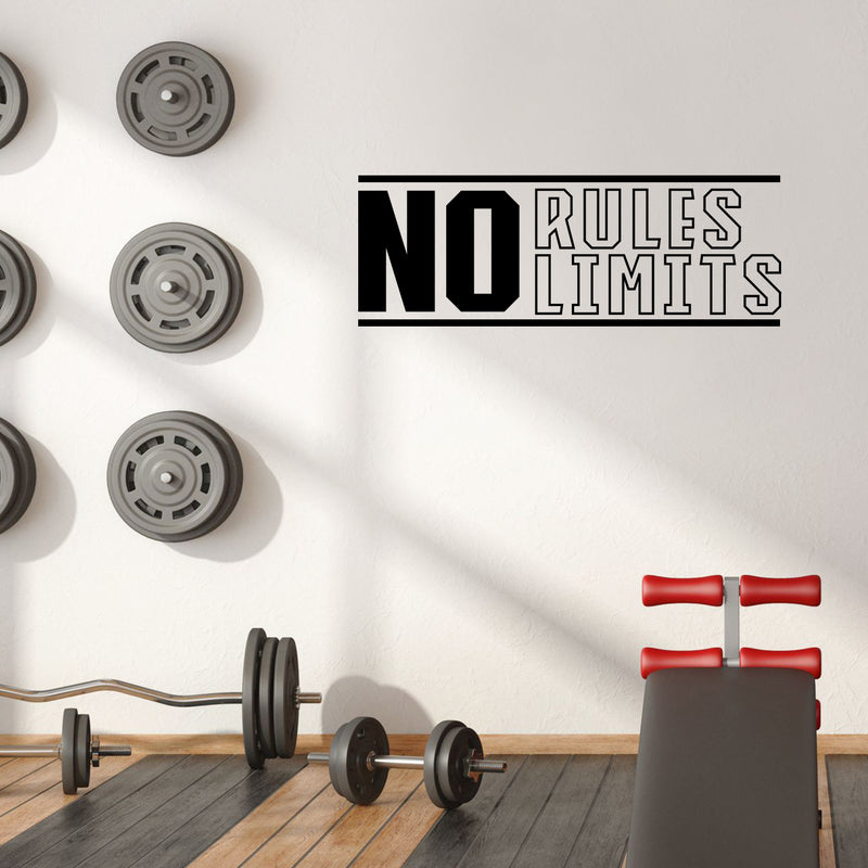 Vinyl Wall Art Decal - NO Rules Limits - Trendy Motivational Positive Healthy Quote Sticker For Office Home Workout Room Yoga CrossFit Center Gym Fitness Lifestyle Decor 3