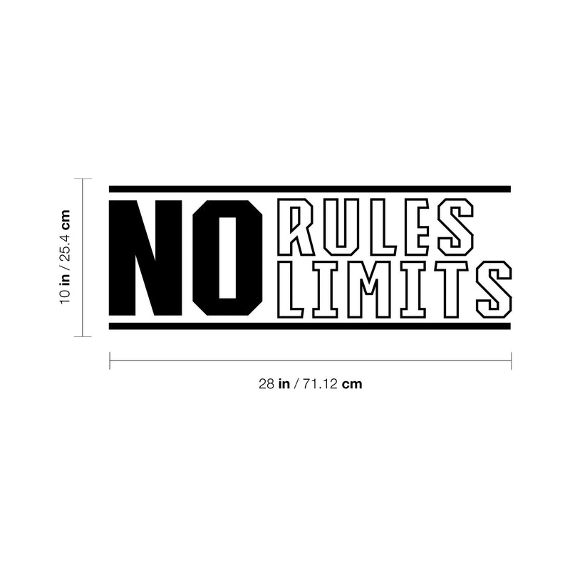 Vinyl Wall Art Decal - NO Rules Limits - 10" x 28" - Trendy Motivational Positive Healthy Quote Sticker For Office Home Workout Room Yoga CrossFit Center Gym Fitness Lifestyle Decor 4