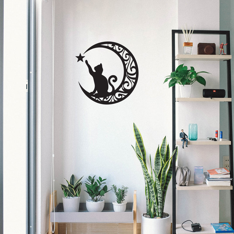 Vinyl Wall Art Decal - Cat Moon - 20" x 20" - Modern Inspirational Cute Quote Kitten Star Sticker For Home Vet Office Bedroom Living Room Pet Lovers Decor 3