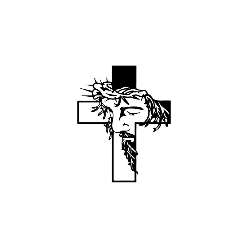 Vinyl Wall Art Decal - Jesus Cross - 20" x 25" - Trendy Inspirational Spiritual Religious Sticker For Home Office Church Living Room Bedroom Decor 3