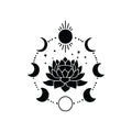 Vinyl Wall Art Decal - Lotus Flower - Modern Sticker Trendy Figures Minimalist Flower Design For Home Bedroom Living Room Work Office Store Fine Decor 1
