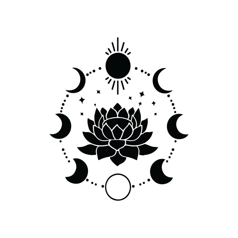 Vinyl Wall Art Decal - Lotus Flower - 17" x 20" - Modern Sticker Trendy Figures Minimalist Flower Design For Home Bedroom Living Room Work Office Store Fine Decor 1